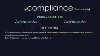 Compliance Meaning And Pronunciation  Audio Dictionary [upl. by Eelyrag]