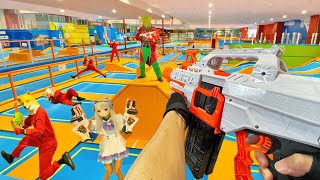 Nerf War  Amusement Park Battle 4 Nerf First Person Shooter [upl. by Nahtad]