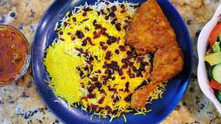 Zereshk Polo ba Morgh Traditional Persian Barberry Rice with Chicken  Cooking with Yousef [upl. by Naimad651]