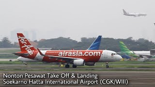 Pesawat Air Asia Take Off amp Landing  Plane Spotting Jakarta [upl. by Hewie]