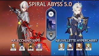 NEW 50 ABYSS  Arlecchino vape amp Neuvillette hyper  spiral abyss floor 12 9 stars Genshin Impact [upl. by Guglielmo]