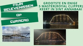 Curaçao  Royal Clipper  grootste en enige 5 master draait in Sint Annabaai om te kunnen vertrekken [upl. by Errot]