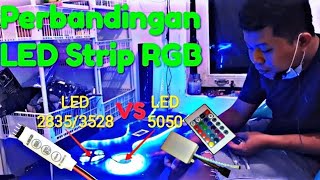 Lampu LED Strip RGB 5050 vs RGB 28353528 dengan Modul Remot vs Mini Modul Pengedip RGB 4 pin [upl. by Aihsar]