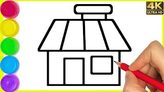 How to draw a House  House Drawing  Draw a simple House step by step  housedrawing By Arya [upl. by Akem]