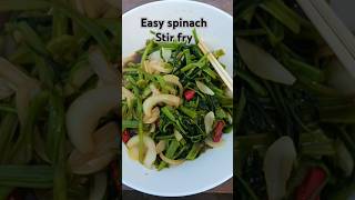 Easy Spinach Stir Fry Chinese water spinach shorts food foodie cooking chef [upl. by Micah]