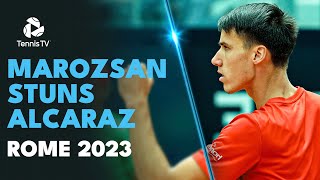 UPSET OF THE YEAR Fabian Marozsan STUNS Carlos Alcaraz  Rome 2023 Highlights [upl. by Gilbart771]