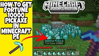 fortune 10000 pickaxe in Minecraft pocket edition  fortune 10000 pickaxe  Roargaming [upl. by Eenor]