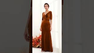 Why Choose Carlyna Burnt Orange Velvet Bridesmaid Dresses [upl. by Ecirtemed]