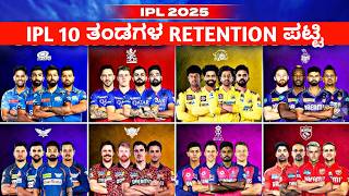 📍IPL 2025 RCB ಹೊಸ ತಂಡ 👑 IPL 2025 12 ತಂಡಗಳ RETENTION LIST IN KANNADA  IPL 2025 RCB NEW TEAM [upl. by Oberstone]