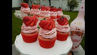 Baileys Strawberries amp Cream Cheesecake Cupcakes [upl. by Ragen644]