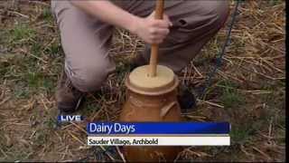 Reporter churns butter for Dairy Days [upl. by Quillan]