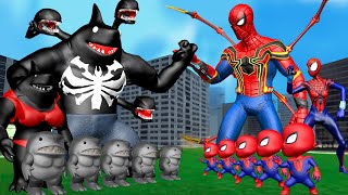 FAMILY KING SHARK VENOM V2 VS FAMILY IRON SPIDERMAN  LIVE ACTION STORY [upl. by Macknair544]