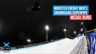 Monster Energy Men’s Snowboard SuperPipe MEDAL RUNS  X Games Aspen 2022 [upl. by Alie]