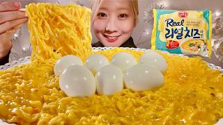 ASMR Real Cheese Ramen【Mukbang Eating Sounds】【English subtitles】 [upl. by Avlasor296]