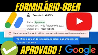 Como Preencher INSCRIÇÃO FISCAL W8BEN Do Google Adsense No YOUTUBE 2023 Monetização Passo a Passo [upl. by Pain]