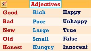 Adjectives  450 Important Adjectives in English  Vocabulary  English Grammar  Adjective Words [upl. by Oicirbaf]