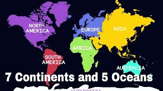 7 Continents and 5 Oceans of the World  Geography for Kids  Educational Videos  The openbook [upl. by Soracco]