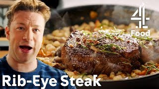 Cooking an UNREAL RibEye Steak in Just 30 MINUTES  Jamies Quick amp Easy Food [upl. by Joao]