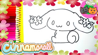 Dibujos Felices🎨 Cómo Dibujar a Cinnamoroll Adornado con🌺 Flores🌈 [upl. by Ress]