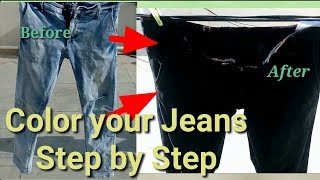 How to color jeans  Color jeans at home  Color denim [upl. by Hammad]