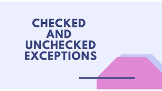 Checked amp Unchecked Exceptions in Java [upl. by Nnylyt798]