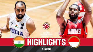 India 🇮🇳 v Indonesia 🇮🇩  Basketball Game Highlights  FIBA Olympic PreQualif Tournament 2023 Syria [upl. by Windsor]