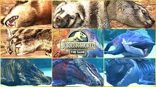 ALL CENOZOIC amp ALL AQUATIC DEATH amp DEFEAT SCENE ANIMATION  Jurassic World The Game [upl. by Ecnerol]