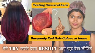 I tried Natural Burgundy hair colour at home  Beetroot hair colour  100  Honest Result [upl. by Raknahs]