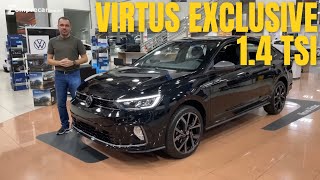 Volkswagen Virtus Exclusive 14 TSI 2023  Nova versão topo de linha [upl. by Quincey]