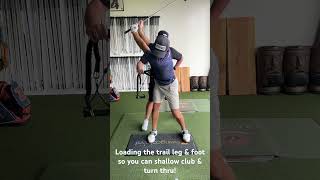 Learning to load trail leg amp foot to help shallow club amp turn thru golf golfswing golflesson [upl. by Zimmermann]