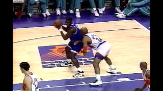 NBA On NBC  Charles Barkley Battles Larry Johnson Hornets  Suns March 1995 [upl. by Neerroc]