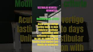 VESTIBULAR NEURITISNEURONITIS MODIFIED COATS CRITERIA [upl. by Anahir938]