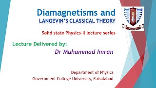 Diamagnetism and Langevin’s classical theory of Diamagnetism Solid State Physics 2 [upl. by Edurtreg]