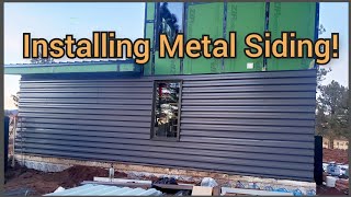 Installing Metal Siding  DIY Cabin Build [upl. by Hgielrac]