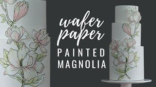 Handprinted wafer paper Magnolia and rose flowers for cake decorating tutorial  free template [upl. by Dorthy]