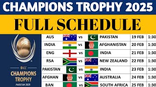 ICC Champions Trophy 2025  ICC Champions Trophy 2025 Schedule  Champions Trophy 2025 [upl. by Ahsilav131]