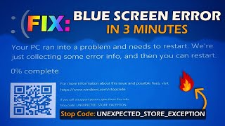 Blue Screen Error  Unexpected Store Exception Solve  BSOD Error  TampG [upl. by Lrat133]