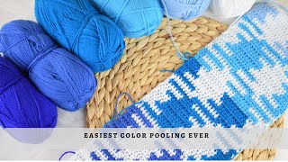 Easiest crochet color pooling ever Full step by step begginer friendly tutorial [upl. by Noval]