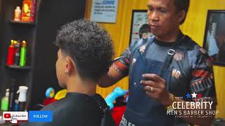 Celebrity permanent Curl with treatment celebritymensbarbershop [upl. by Aynotal]