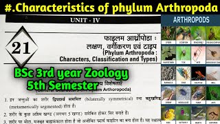 General Characteristics of Phylum Arthropoda in Hindi  BSc 3rd year Zoology 5th Semester [upl. by Annalee939]