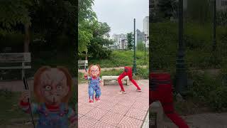 Deadpool ran to find his feet and kicked Chucky away spideylife [upl. by Hatokad376]