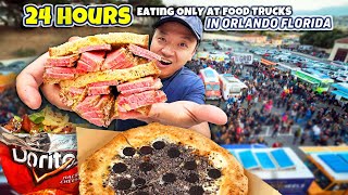 24 Hours Eating ONLY at FOOD TRUCKS in Orlando Florida [upl. by Ardell507]