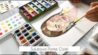 Suluboya Portre ÇizimiWatercolor Portrait Painting [upl. by Eeldarb]