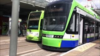 New Tramlink Variobahn Tram 2555 at East Croydon Tram Stop before departing for Therapia Lane [upl. by Alfonso]