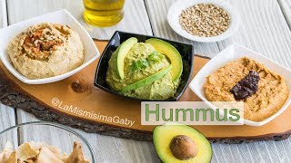 ¡3 RECETAS DE HUMMUS  TRADICIONAL LIBANÉS AGUACATE PALTA Y CHIPOTLE [upl. by Delila]