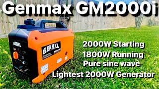 GENMAX Quiet Power Series Inverter Generator Ultra Lightweight for Backup Home amp Camping GM2000i [upl. by Lemak]