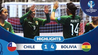 CA FUTSAL FEMENINA  Chile 14 Bolivia  Highlights [upl. by Aikam667]