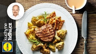 Grilovaný steak s bylinkami a pepřovou omáčkou  Roman Paulus  RECEPTY KUCHYNE LIDLU [upl. by Waynant507]