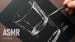 Half full half empty Relaxing scratching sounds ASMR scraperboard drawing glass of water [upl. by Alvita]