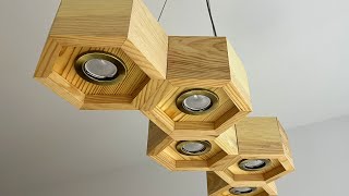 Pendant Led lit Wooden Honeycomb step by step [upl. by Nrol]